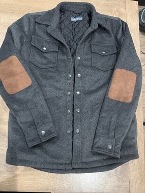 Mens lined shirt jacket, dark gray, Size medium-tall